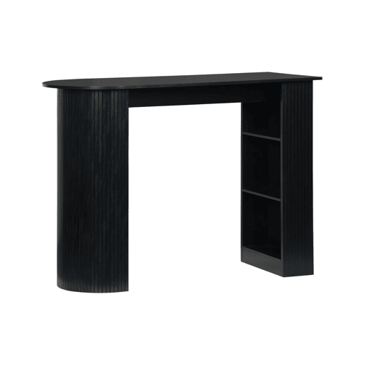Mesa alta de cozinha decorada em madeira com armazenamento, Wallis, Preto, 120x55x100 cm