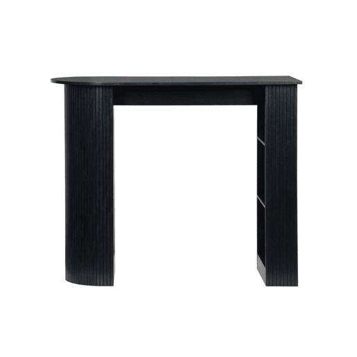 Mesa alta de cozinha decorada em madeira com armazenamento, Wallis, Preto, 120x55x100 cm