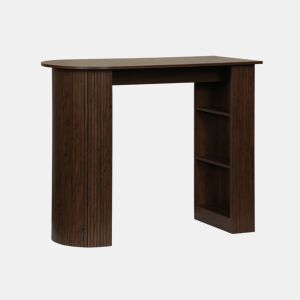 Mesa alta de cozinha decorada em madeira com armazenamento, Wallis, Madeira de nogueira, 120x55x100 cm