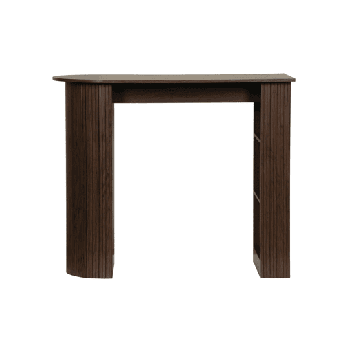 Mesa alta de cozinha decorada em madeira com armazenamento, Wallis, Madeira de nogueira, 120x55x100 cm