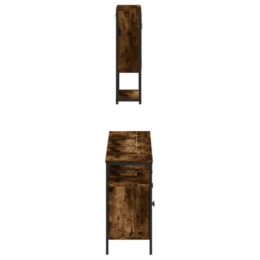 vidaXL 3 pcs conjunto de móveis WC madeira processada carvalho fumado vidaXL 3 pcs conjunto de móveis WC madeira processada carvalho fumado