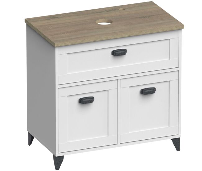 Mueble de baño siena estilo nórdico en color blanco soft y roble cambrian con 1 cajón y 2 puertas (lavabo opcional)