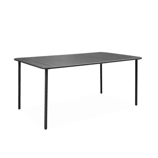 Mesa de jardim com 8 cadeiras de metal, Amelia, Antracite, 160x90x72.5 cm
