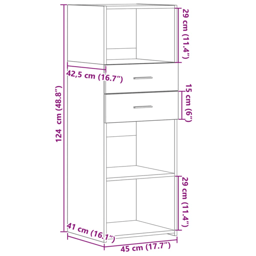 vidaXL Armário alto 45x42,5x124 cm derivados de madeira branco