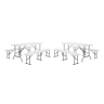 Mesa de recepção dobrável aço 2 bancos, set de 2, Fiesta set, Branco, 180x69.5x73.5 cm