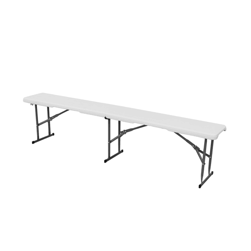 Mesa de recepção dobrável aço 2 bancos, set de 2, Fiesta set, Branco, 180x69.5x73.5 cm