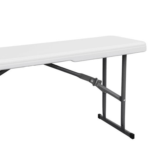 Mesa de recepção dobrável aço 2 bancos, set de 2, Fiesta set, Branco, 180x69.5x73.5 cm