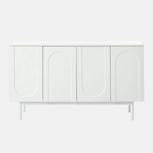Aparador branco moderno com padrão arqueado e 4 portas