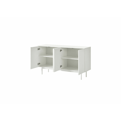 Aparador branco moderno com padrão arqueado e 4 portas