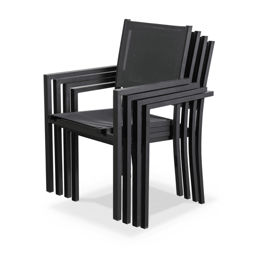 Mesa de jardim em alumínio e textilene, 8 cadeiras, Capua 180, Antracite, 182.5x90x71 cm