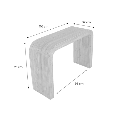 Consola em rotim natural, 110cm, Baya, Natural, 110x35x75 cm