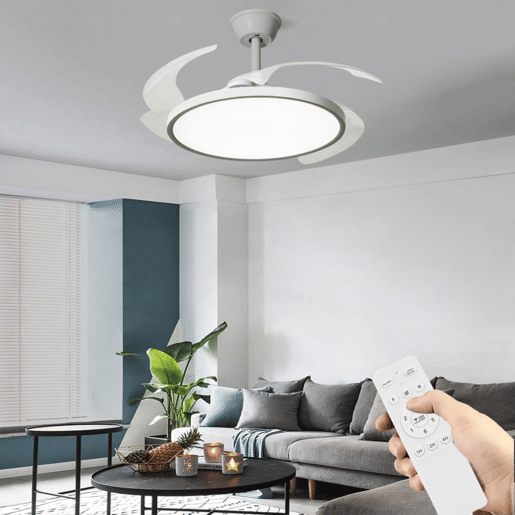 Ventilador de teto com painel LED Slim, motor DC ultrassilencioso 40W 107cm, 6 velocidades branco