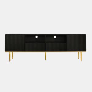 Móvel moderno para televisão - com 2 portas e 2 gavetas - pés metálicos - Preto