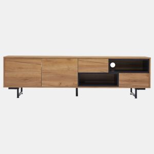 Armário para TV - com 2 gavetas 2 portas 2 compartimentos abertos - Natural