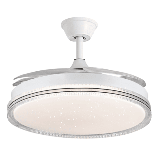 Ventilador de teto LED RGB, motor DC de 30 W, luz regulável de 60 W, 6 velocidades