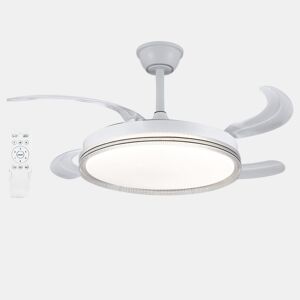 Lâmpada de ventilador de teto com luz LED de 70 W, motor DC silencioso, 6 velocidades, iluminação de quarto de sala de estar