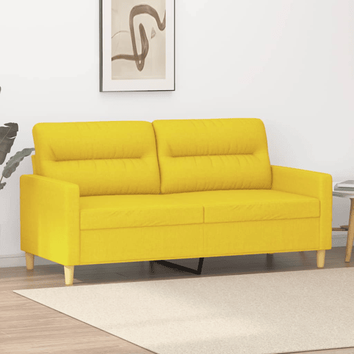 Sofá de 2 lugares - Sofá fixo 140 cm tecido amarelo-claro Sofá de 2 lugares - Sofá fixo 140 cm tecido amarelo-claro