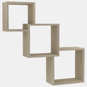 Prateleiras de parede - Estante de parede cubos 68x15x68cm contraplacado carvalho