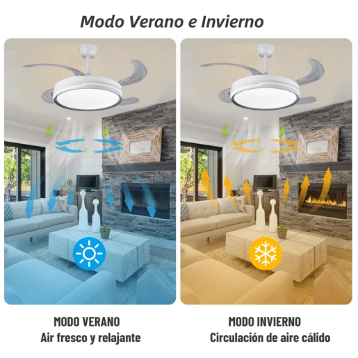 Ventilador de teto com motor DC leve e ultrassilencioso com lâminas dobráveis u200Bu200BLED 70W cor branca