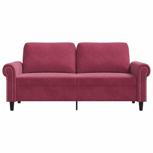Sofá de 2 lugares - Sofá fixo veludo 140 cm vermelho tinto