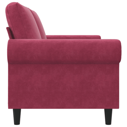 Sofá de 2 lugares - Sofá fixo veludo 140 cm vermelho tinto