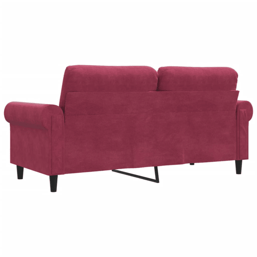 Sofá de 2 lugares - Sofá fixo veludo 140 cm vermelho tinto