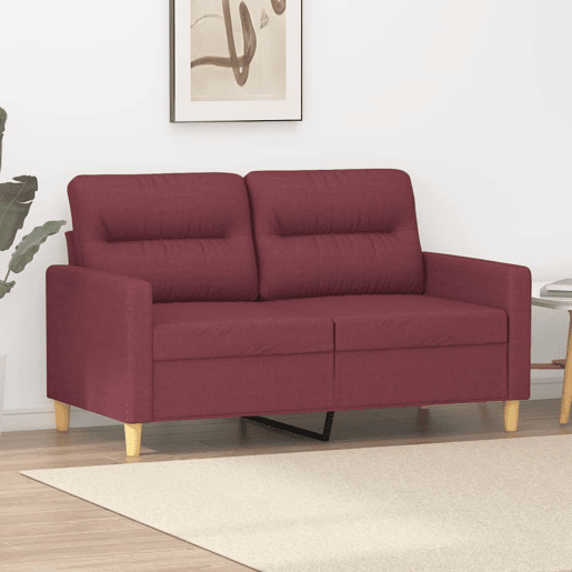 Sofá de 2 lugares - Sofá fixo tecido 120 cm vermelho tinto Sofá de 2 lugares - Sofá fixo tecido 120 cm vermelho tinto