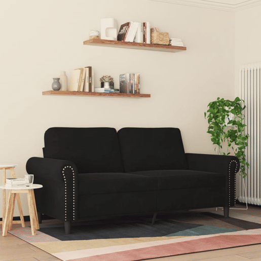 Sofá de 2 lugares - Sofá fixo veludo 140 cm preto