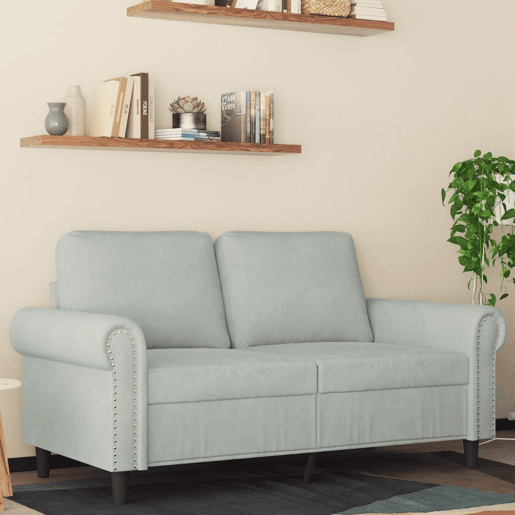 Sofá de 2 lugares - Sofá fixo 120 cm veludo cinzento-claro