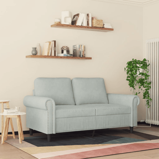 Sofá de 2 lugares - Sofá fixo 120 cm veludo cinzento-claro