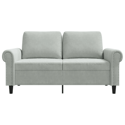 Sofá de 2 lugares - Sofá fixo 120 cm veludo cinzento-claro