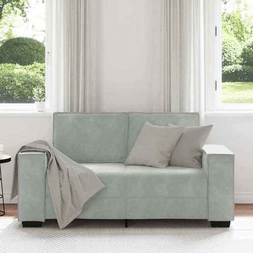 Sofá de 2 lugares - Sofá fixo 120 cm veludo cinzento-claro