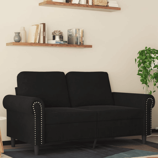 Sofá de 2 lugares - Sofá fixo veludo 120 cm preto