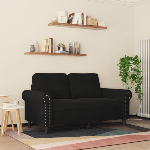 Sofá de 2 lugares - Sofá fixo veludo 120 cm preto