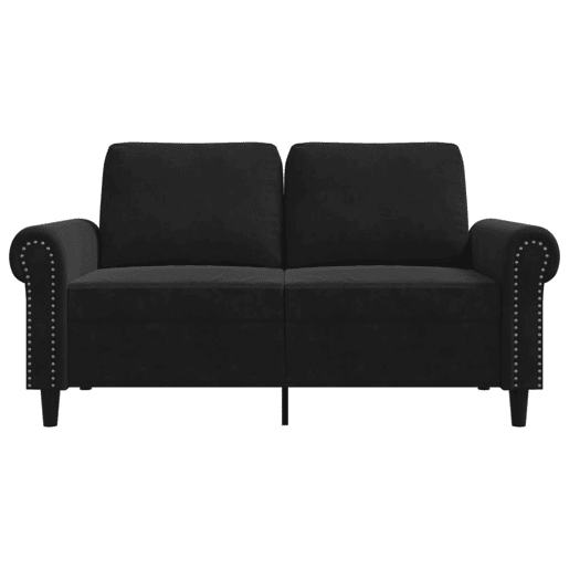 Sofá de 2 lugares - Sofá fixo veludo 120 cm preto