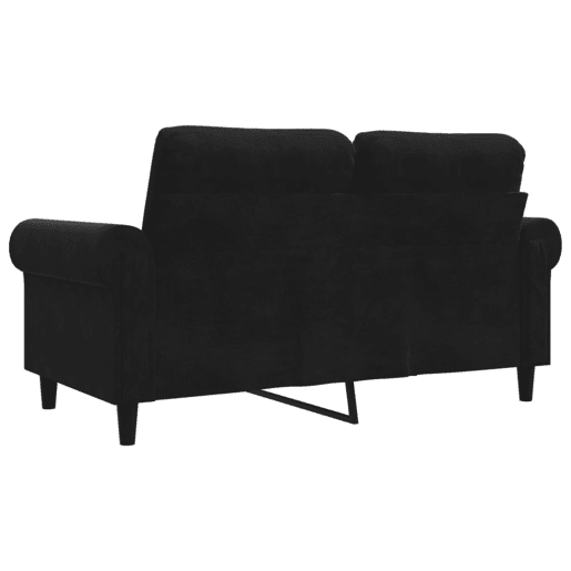 Sofá de 2 lugares - Sofá fixo veludo 120 cm preto