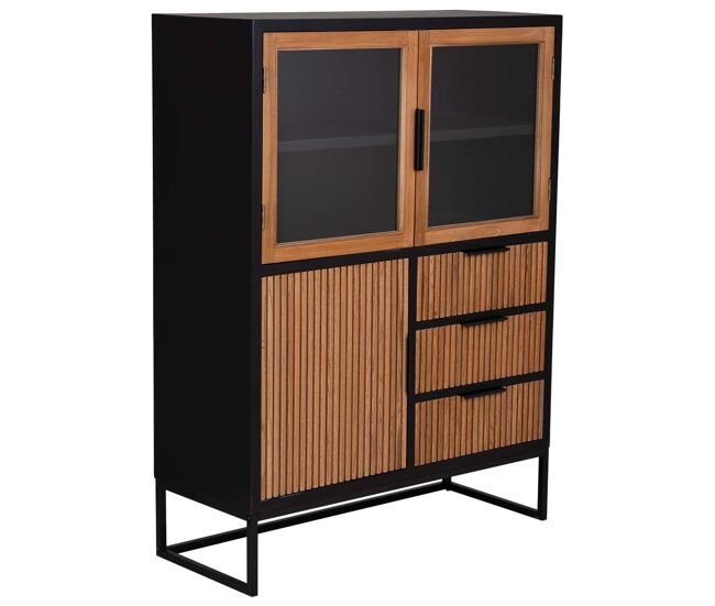 Vitrina 3 puertas y 3 cajones madera 100x40x135h cm