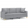 Sofá 3 lugares - Sofá fixo + almofadas decorativas 180cm tecido cinza-claro