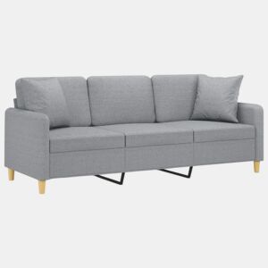 Sofá 3 lugares - Sofá fixo + almofadas decorativas 180cm tecido cinza-claro