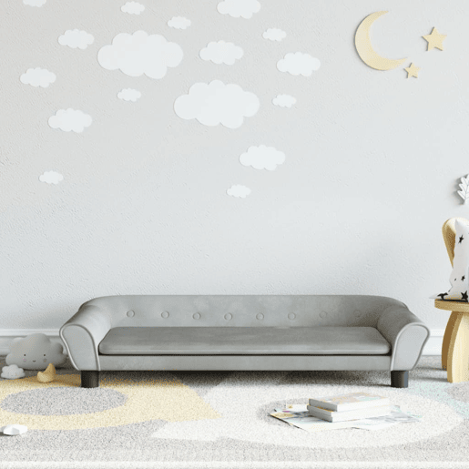 Sofá infantil - Sofá para crianças 100x50x26 cm veludo cinzento-claro Sofá infantil - Sofá para crianças 100x50x26 cm veludo cinzento-claro
