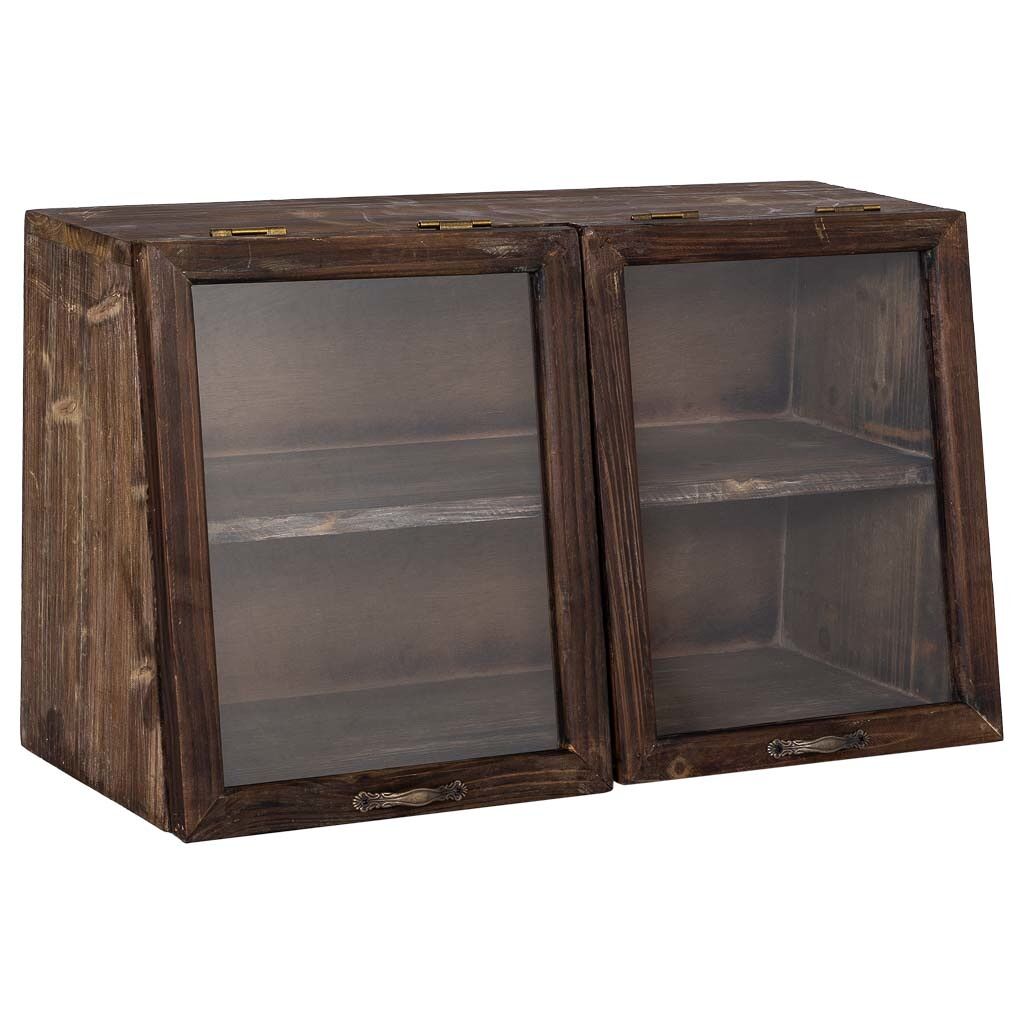 Vitrina de madera con 2 puertas de cristal y 1 balda 60x25x35h cm