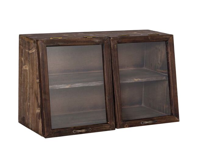 Vitrina de madera con 2 puertas de cristal y 1 balda 60x25x35h cm