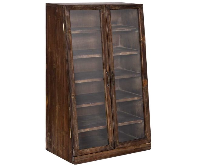 Vitrina de madera con 2 puertas de cristal y 5 baldas 50x29,5x80h cm