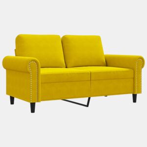 Sofá de 2 lugares - Sofá fixo veludo 120 cm amarelo