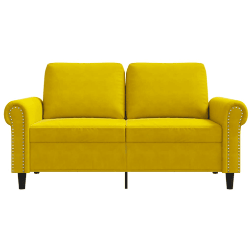 Sofá de 2 lugares - Sofá fixo veludo 120 cm amarelo