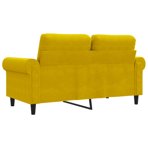 Sofá de 2 lugares - Sofá fixo veludo 120 cm amarelo