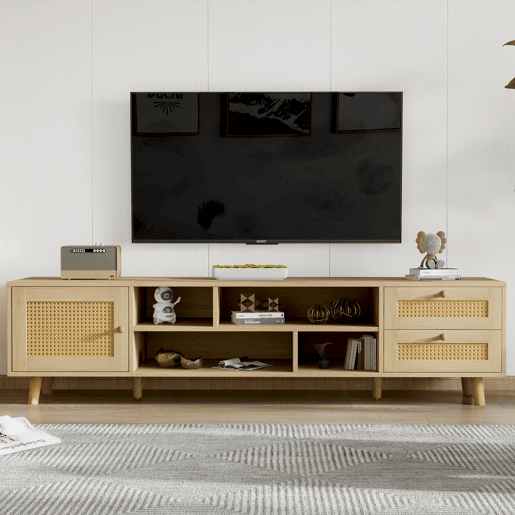 Suporte para TV 160cm - 1 porta, 2 gavetas e 4 compartimentos - Natural