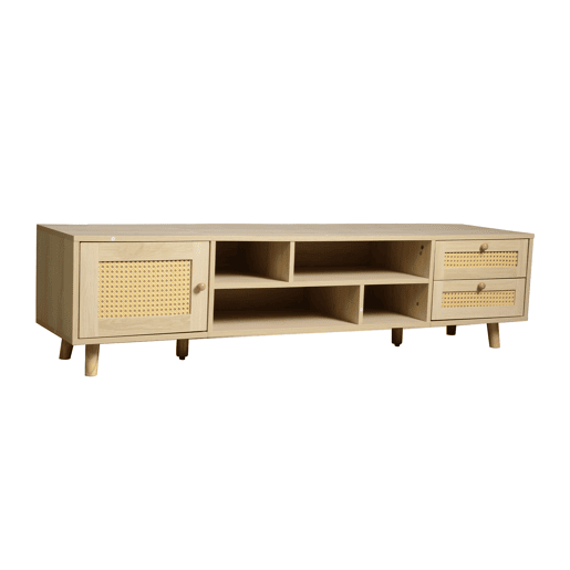 Suporte para TV 160cm - 1 porta, 2 gavetas e 4 compartimentos - Natural