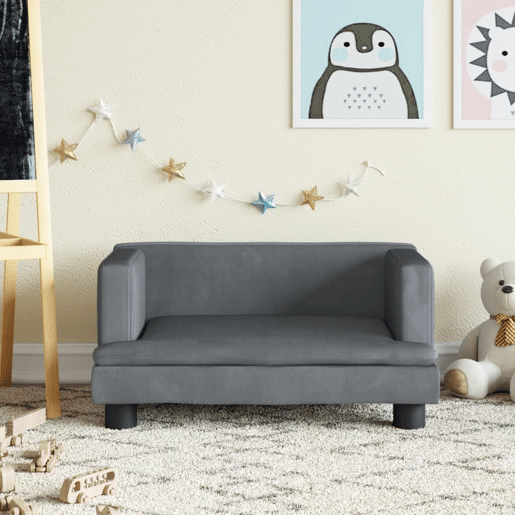 Sofá infantil - Sofá para crianças 60x40x30 cm veludo cinzento-escuro Sofá infantil - Sofá para crianças 60x40x30 cm veludo cinzento-escuro