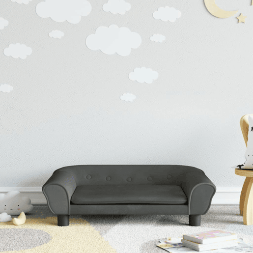 Sofá infantil - Sofá para crianças 70x45x26 cm veludo cinzento-escuro